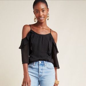 Open shoulder black dressy top
